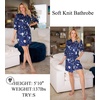 Ekouaer Women’s Robe Soft Lightweight 3/4 Sleeve Knit Bathrobe with Pockets(Navy Floral)
