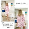 Ekouaer Women’s Robe Soft Lightweight 3/4 Sleeve Knit Bathrobe with Pockets(Pink Bow)
