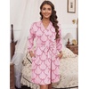 Ekouaer Women’s Robe Soft Lightweight 3/4 Sleeve Knit Bathrobe with Pockets(Pink Bow)