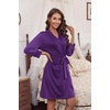 Ekouaer Women’s Robe Soft Lightweight 3/4 Sleeve Knit Bathrobe with Pockets(Purple)
