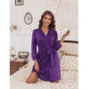 Ekouaer Women’s Robe Soft Lightweight 3/4 Sleeve Knit Bathrobe with Pockets(Purple)