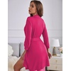 Ekouaer Women’s Robe Soft Lightweight 3/4 Sleeve Knit Bathrobe with Pockets(Rose Red)