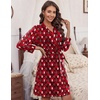 Ekouaer Women’s Robe Soft Lightweight 3/4 Sleeve Knit Bathrobe with Pockets(Teddy Bear Red Christmas)