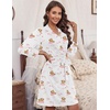 Ekouaer Women’s Robe Soft Lightweight 3/4 Sleeve Knit Bathrobe with Pockets(Teddy Bear White)