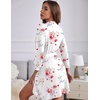 Ekouaer Women’s Robe Soft Lightweight 3/4 Sleeve Knit Bathrobe with Pockets(White Flower)
