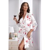 Ekouaer Women’s Robe Soft Lightweight 3/4 Sleeve Knit Bathrobe with Pockets(White Flower)