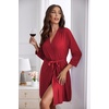 Ekouaer Women’s Robe Soft Lightweight 3/4 Sleeve Knit Bathrobe with Pockets(Wine Red)