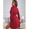 Ekouaer Women’s Robe Soft Lightweight 3/4 Sleeve Knit Bathrobe with Pockets(Wine Red)