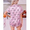Ekouaer Womens Satin Pajama Set Silk Pj Short Sets 2 Piece Loungewear S-5XL(Pink Halloween Ghost)