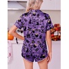Ekouaer Womens Satin Pajama Set Silk Pj Short Sets 2 Piece Loungewear S-5XL(Purple Halloween Print)