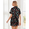 Ekouaer Womens Silk Satin Pajama Sets Soft Short Sleeve Button Up Sleepwear(Christmas Black)