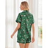 Ekouaer Womens Silk Satin Pajama Sets Soft Short Sleeve Button Up Sleepwear(Christmas Green)