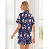 Ekouaer Womens Silk Satin Pajama Sets Soft Short Sleeve Button Up Sleepwear(Christmas Navy)