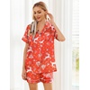 Ekouaer Womens Silk Satin Pajama Sets Soft Short Sleeve Button Up Sleepwear(Christmas Red Deer)