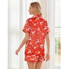 Ekouaer Womens Silk Satin Pajama Sets Soft Short Sleeve Button Up Sleepwear(Christmas Red Deer)