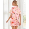 Ekouaer Womens Silk Satin Pajama Sets Soft Short Sleeve Button Up Sleepwear(Floral Pink)