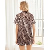 Ekouaer Womens Silk Satin Pajama Sets Soft Short Sleeve Button Up Sleepwear(Leopard)