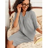 Ekouaer Zipper Robes for Women 3/4 Sleeve Waffle Knit Bathrobe Lightweight Short Housecoat with Pockets Soft Loungewear(Light Gray)