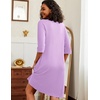 Ekouaer Zipper Robes for Women 3/4 Sleeve Waffle Knit Bathrobe Lightweight Short Housecoat with Pockets Soft Loungewear(Purple)