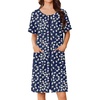 Ekouaer Women Zip Up Robe Bathrobe Lightweight House Coats with Pockets(Navy Floral)