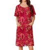 Ekouaer Women Zip Up Robe Bathrobe Lightweight House Coats with Pockets(Red Floral)