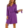 Ekouaer Women’s Robe Soft Lightweight 3/4 Sleeve Knit Bathrobe with Pockets(Eggplant)