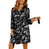 Ekouaer Women’s Robe Soft Lightweight 3/4 Sleeve Knit Bathrobe with Pockets(Fp Black Big Flowers)