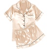 Ekouaer Womens Silk Satin Pajama Sets Soft Short Sleeve Button Up Sleepwear(Champagne)