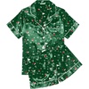 Ekouaer Womens Silk Satin Pajama Sets Soft Short Sleeve Button Up Sleepwear(Christmas Green)