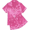 Ekouaer Womens Silk Satin Pajama Sets Soft Short Sleeve Button Up Sleepwear(Leopard Hot Pink)