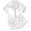 Ekouaer Womens Silk Satin Pajama Sets Soft Short Sleeve Button Up Sleepwear(White)