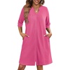 Ekouaer Zipper Robes for Women 3/4 Sleeve Waffle Knit Bathrobe Lightweight Short Housecoat with Pockets Soft Loungewear(Peach)