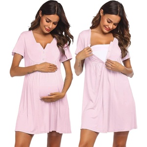 Ekouaer Labor and Delivery Gown Maternity Nursing Nightgown Breastfeeding(Light Pink)
