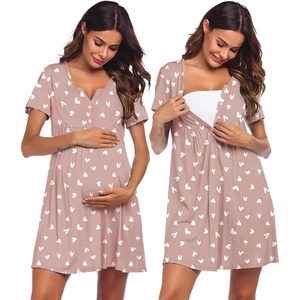 Ekouaer Labor and Delivery Gown Maternity Nursing Nightgown Breastfeeding(Mauve Heart)