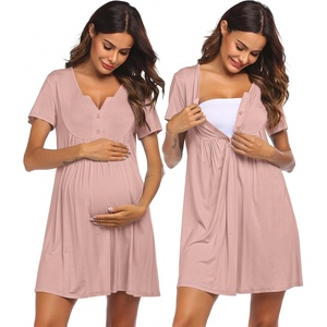 Ekouaer Labor and Delivery Gown Maternity Nursing Nightgown Breastfeeding(Misty Rose)