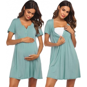 Ekouaer Labor and Delivery Gown Maternity Nursing Nightgown Breastfeeding(Turquoise)