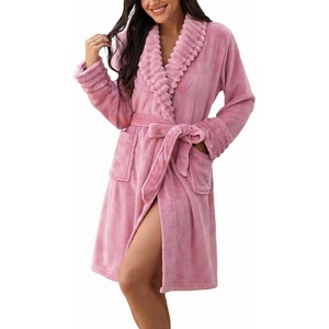 Ekouaer Soft Robes for Women Fluffy,Warm Fleece Robe,Cozy Plush Bathrobe(A Pink)
