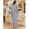 Ekouaer Nightgown for Women Long Sleeve Sleepshirt Full Length Nightshirt(Gray Flower Branches)
