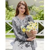 Ekouaer Nightgown for Women Long Sleeve Sleepshirt Full Length Nightshirt(Gray Flower Branches)
