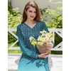 Ekouaer Nightgown for Women Long Sleeve Sleepshirt Full Length Nightshirt(Sparkling Branches Blue)
