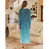 Ekouaer Nightgown for Women Long Sleeve Sleepshirt Full Length Nightshirt(Sparkling Branches Blue)