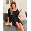 Ekouaer Nightgowns for Women Bamboo Viscose Short Sleeve Sleepshirt(Black)