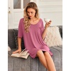 Ekouaer Nightgowns for Women Bamboo Viscose Short Sleeve Sleepshirt(Cherry Red)