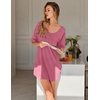 Ekouaer Nightgowns for Women Bamboo Viscose Short Sleeve Sleepshirt(Cherry Red)