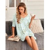 Ekouaer Nightgowns for Women Bamboo Viscose Short Sleeve Sleepshirt(Floral Green)