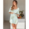 Ekouaer Nightgowns for Women Bamboo Viscose Short Sleeve Sleepshirt(Floral Green)
