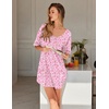 Ekouaer Nightgowns for Women Bamboo Viscose Short Sleeve Sleepshirt(Floral Pink)