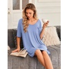 Ekouaer Nightgowns for Women Bamboo Viscose Short Sleeve Sleepshirt(Light Blue)
