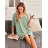Ekouaer Nightgowns for Women Bamboo Viscose Short Sleeve Sleepshirt(Light Green)
