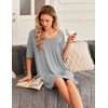 Ekouaer Nightgowns for Women Bamboo Viscose Short Sleeve Sleepshirt(Light Grey)